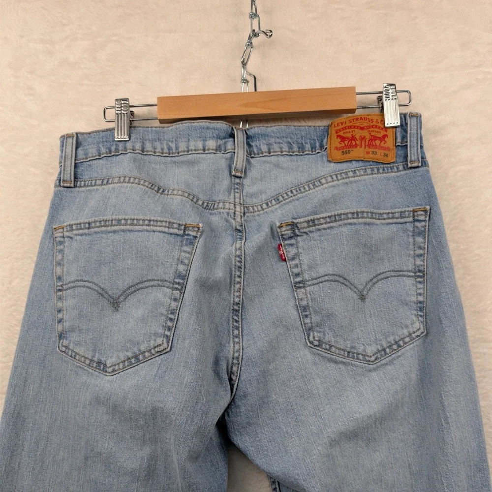 Levi's 559 Jeans Mens 36x34 Light Blue Relaxed Straight Denim Dadcore Americana